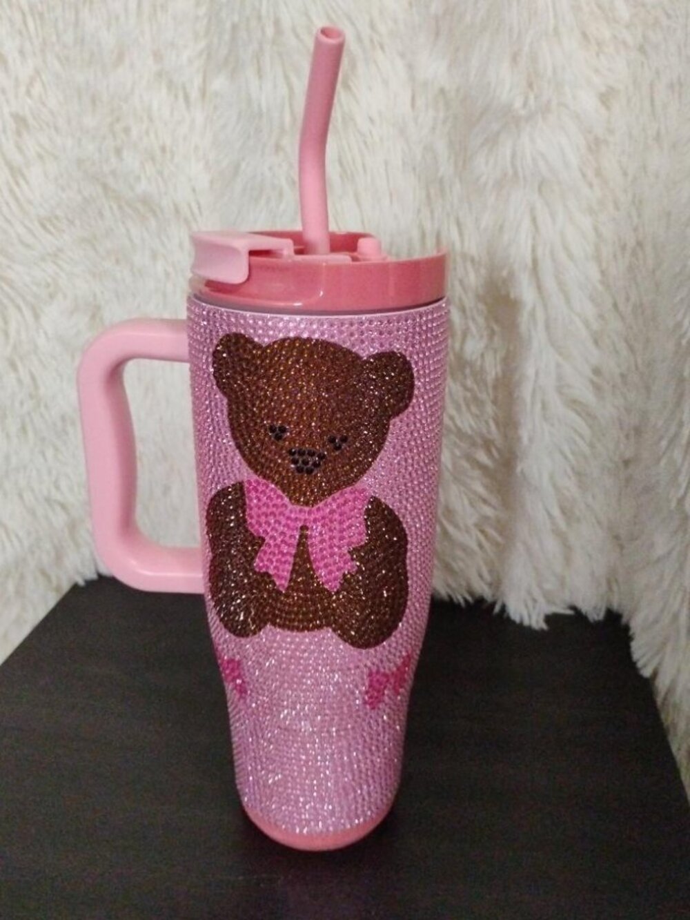 Simply Southern Bedazzled Pink Bear Stainless Steel Tumbler 40oz NWOT